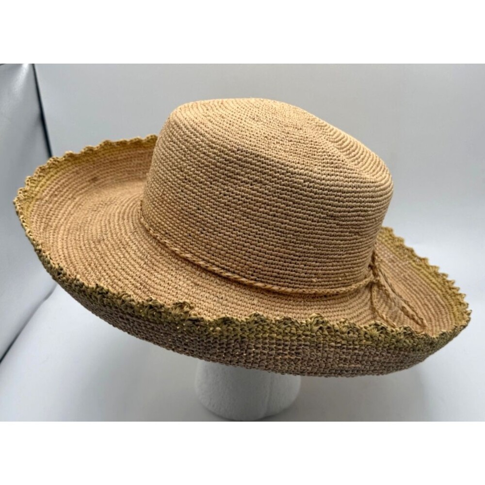 Callanan Wide Brim Straw Sun Hat Upturned Brim Packable Garden Vacation EUC - Picture 3 of 11